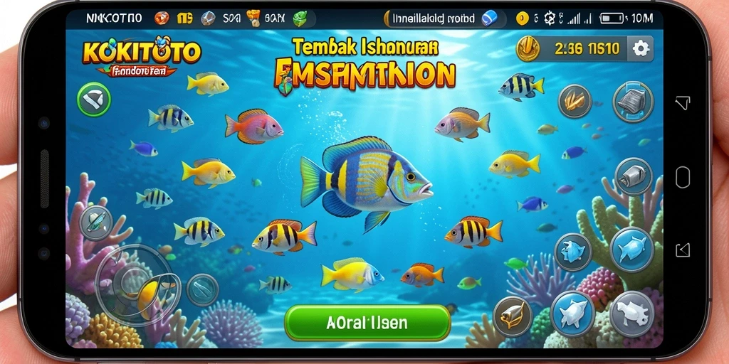 Tampilan gameplay seru KOKITOTO saat menembak ikan.