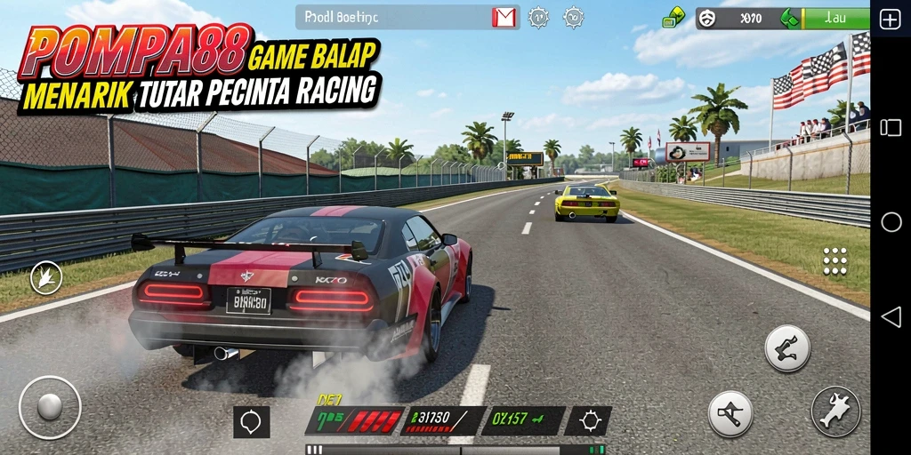 Screenshot gameplay POMPA88 menampilkan balapan yang mendebarkan di lintasan
