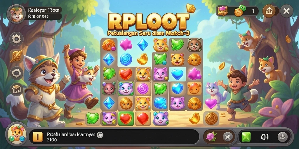 Tampilan gameplay seru dari RPLOOT yang menantang dalam genre Match-3.