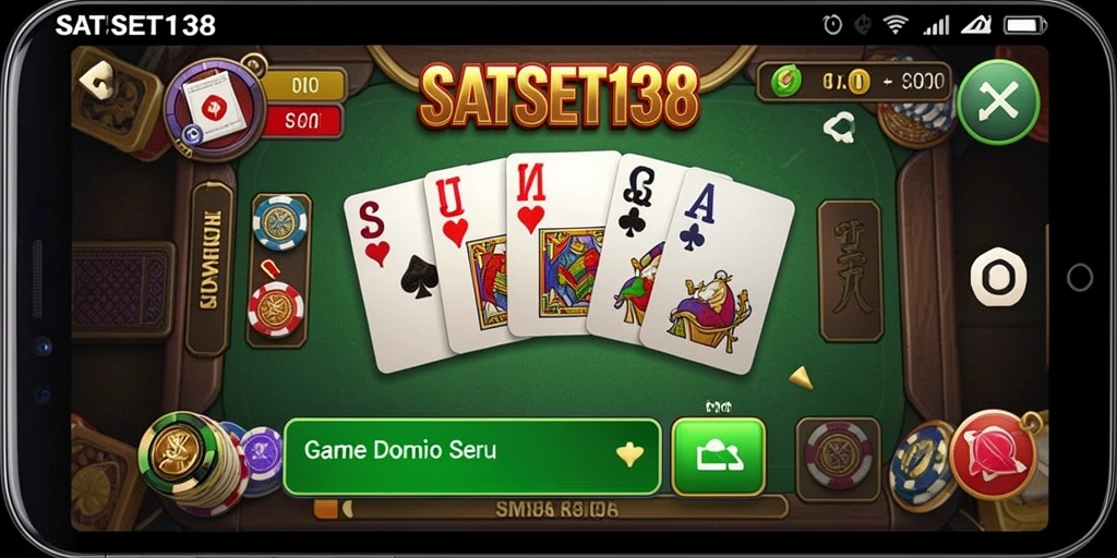Tampilan seru dari gameplay domino SATSET138 yang menarik dan kompetitif.