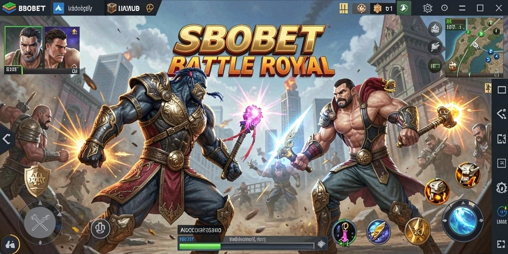 Gameplay SBOBET yang mendebarkan dan penuh aksi di arena Battle Royale.