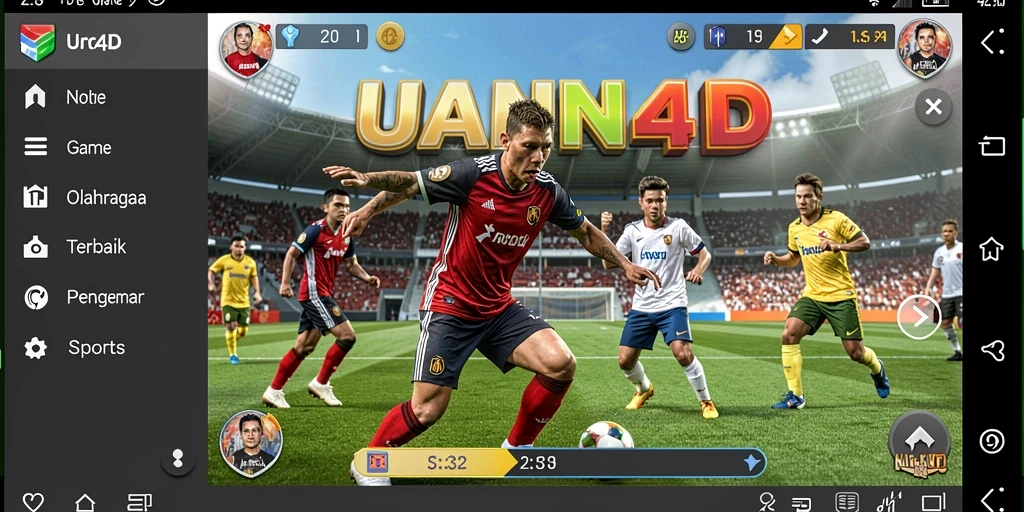 Screenshot gameplay UANG4D menampilkan aksi seru pertandingan olahraga.
